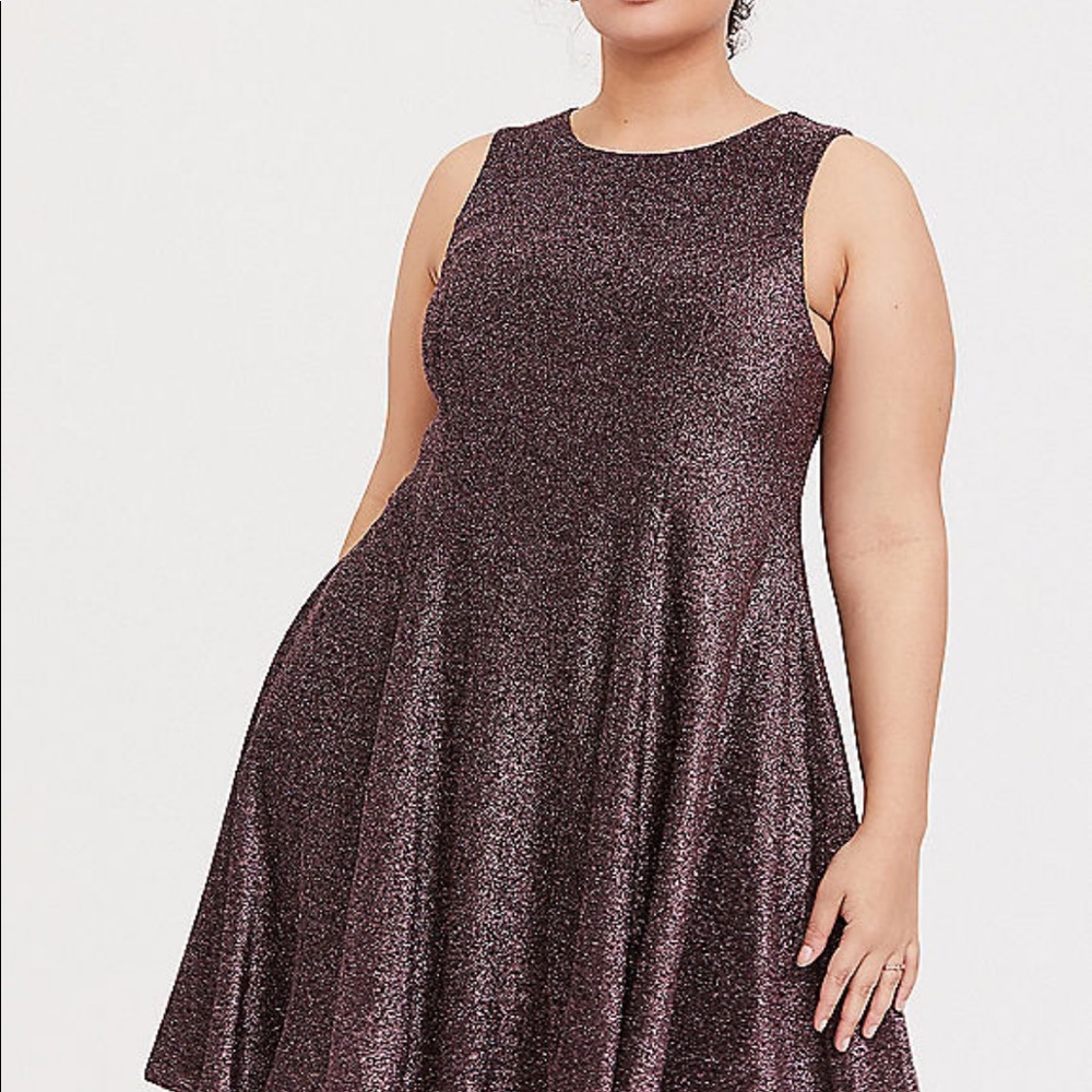 Rose Gold Glitter Fluted Mini Dress